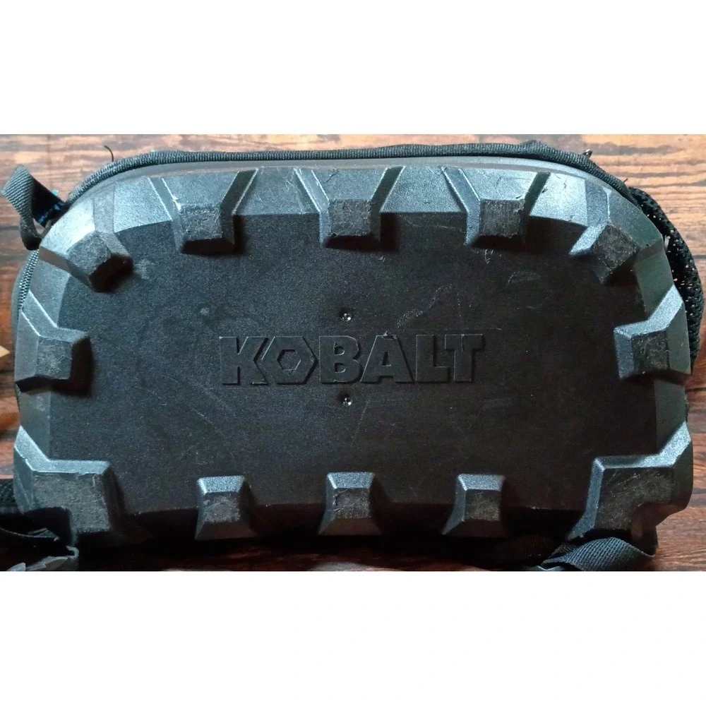 Kobalt Heavy Duty Tool Backpack Black Blue Molded Base Multi Pocket Organizer